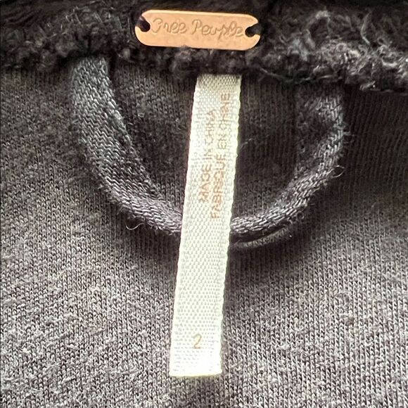 NWOT Free People Front Draped Coated Denim Moto Jacket Black size 2 - Picture 5 of 14